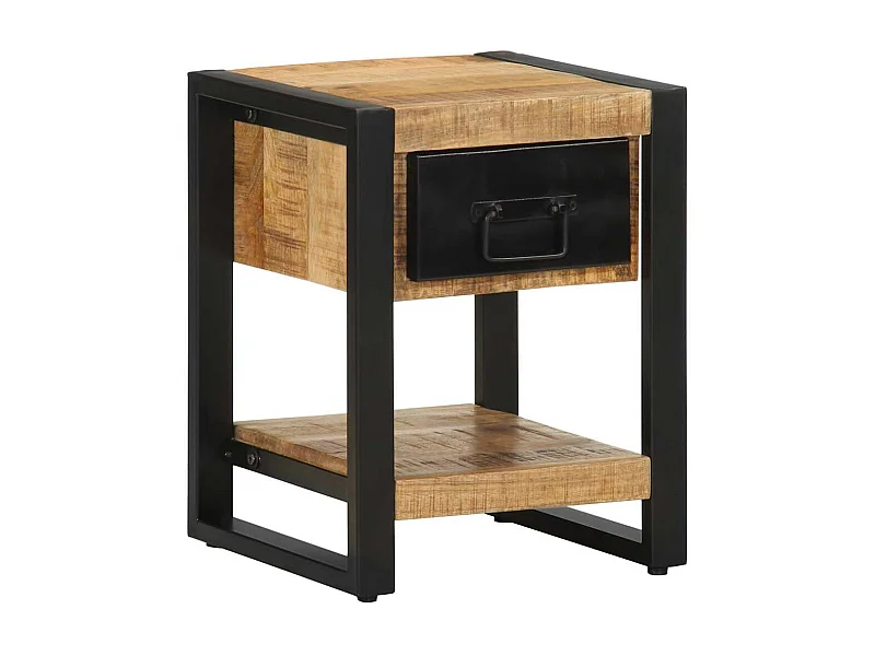 Comodino 35x34x45 cm in Legno Massello Mango Grezzo
