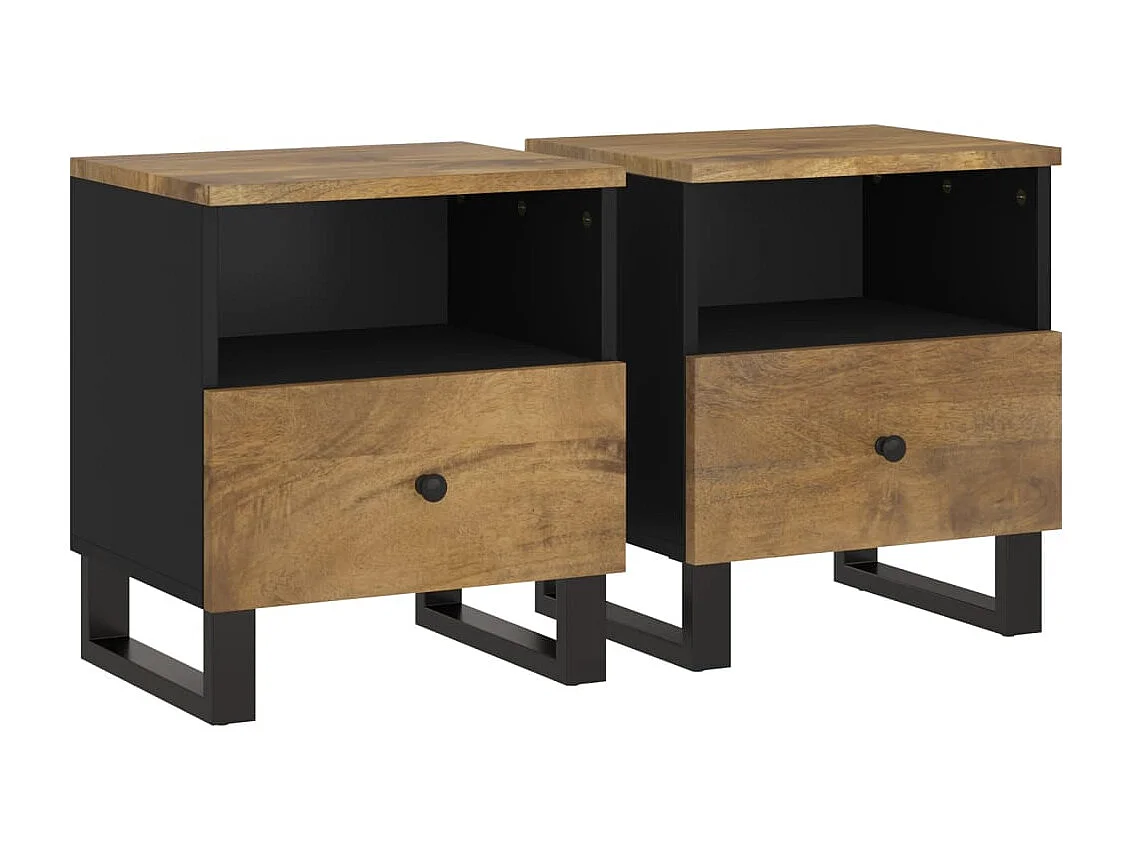Tables de chevet 2 pcs Bois de manguier solide et d'ingénierie