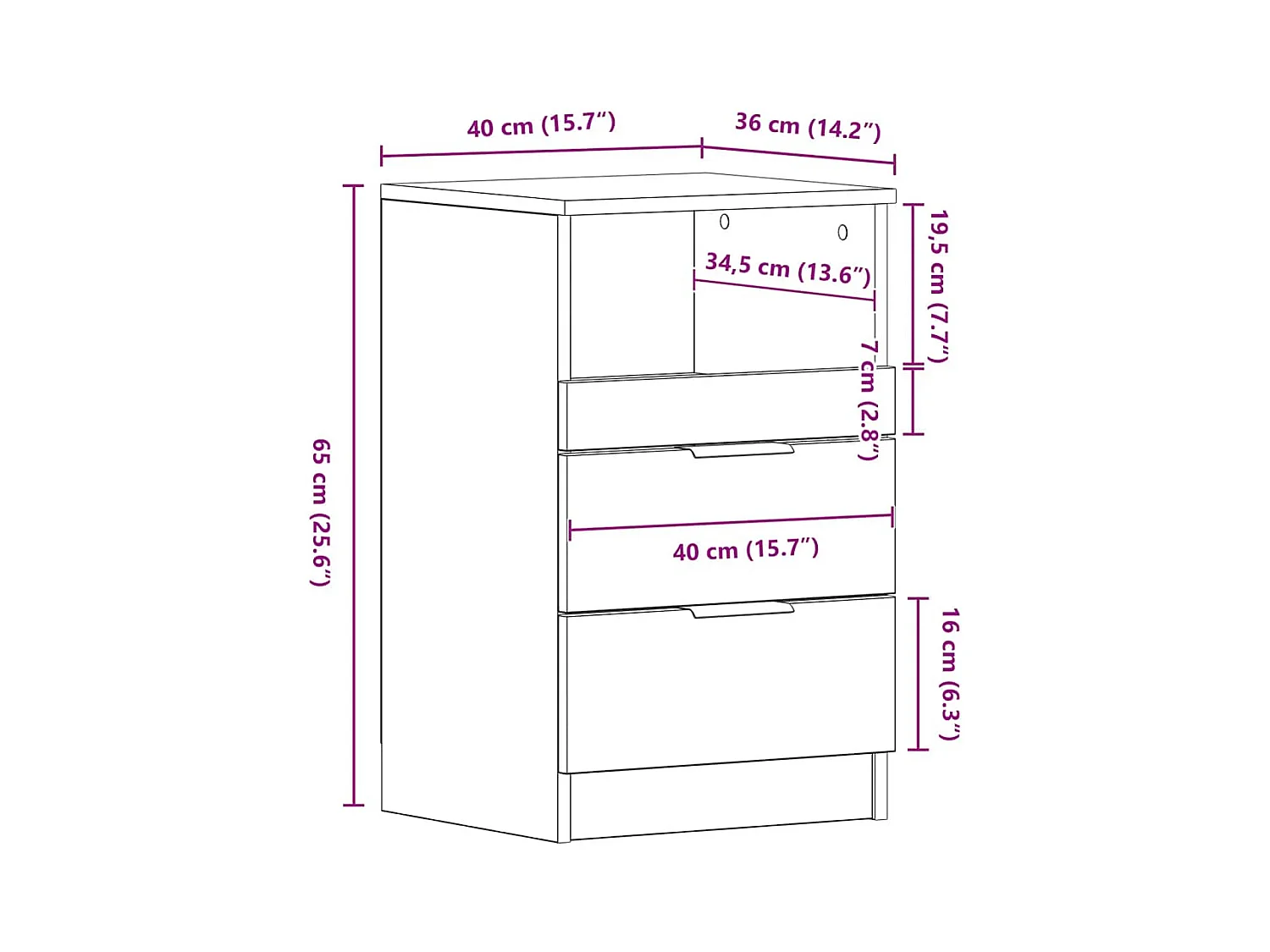 Tables de chevet 2 pcs vieux bois 40x36x65 cm bois d'ingénierie