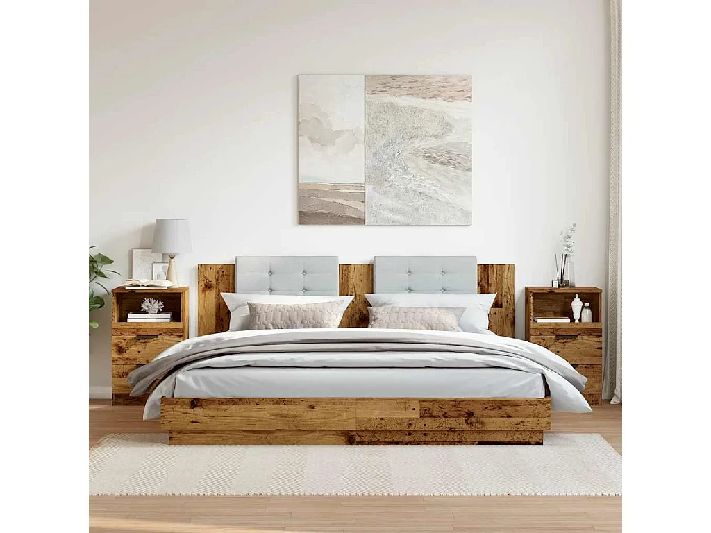 Nachttische 2 Stk. Altholz-Optik 40x36x65 cm Holzwerkstoff