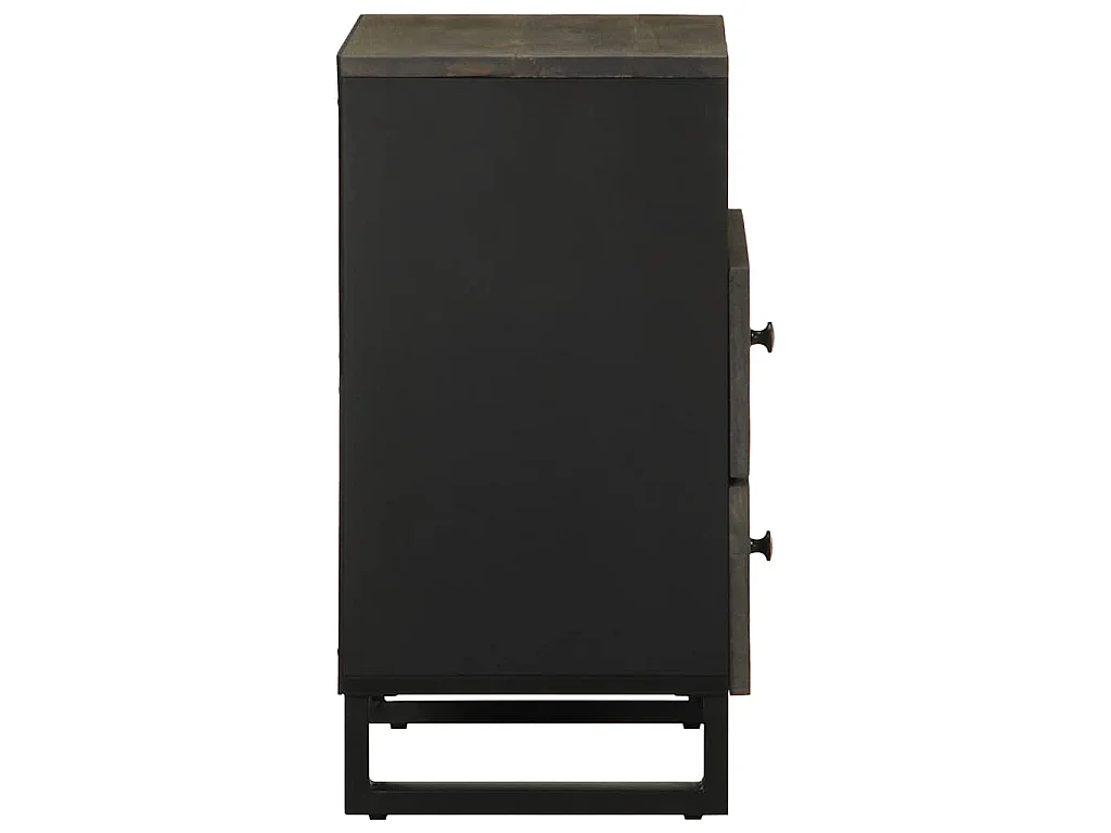 Comodino Nero 50x33x62 cm in Legno Massello di Mango