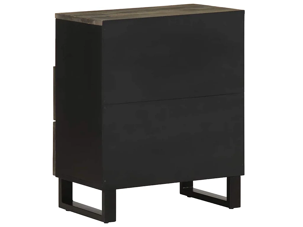 Comodino Nero 50x33x62 cm in Legno Massello di Mango
