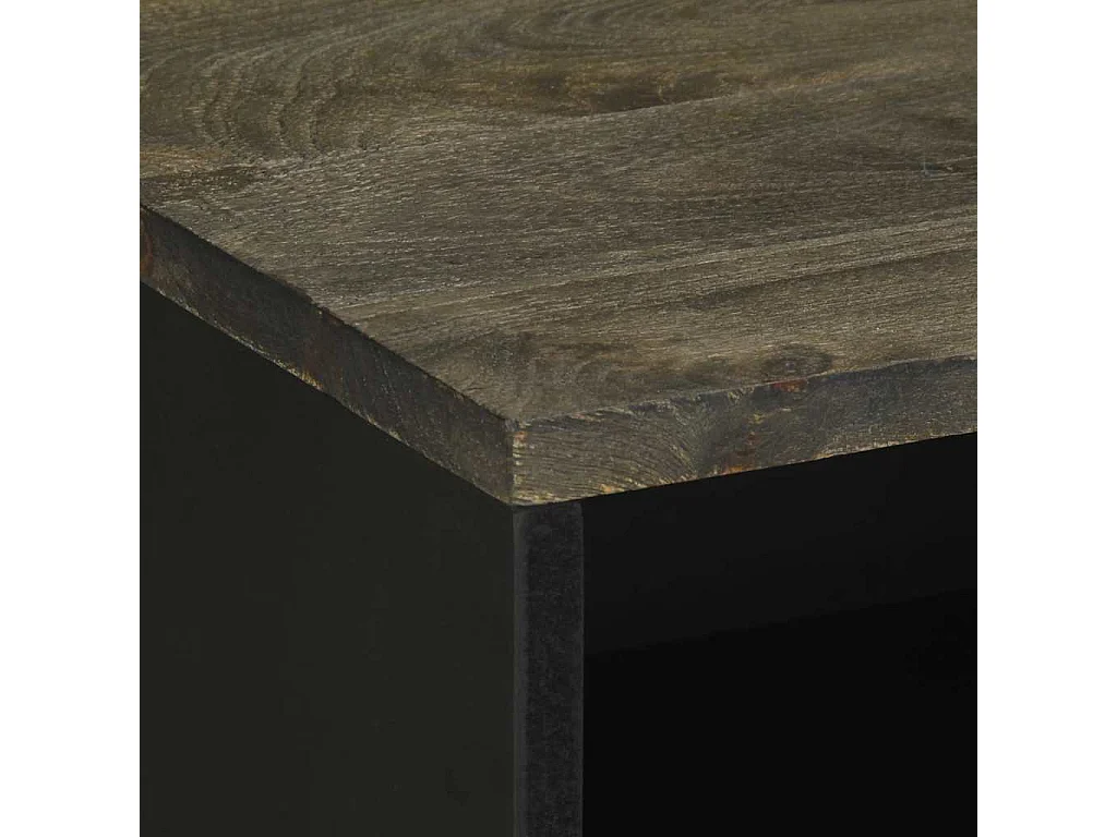 Comodino Nero 50x33x62 cm in Legno Massello di Mango
