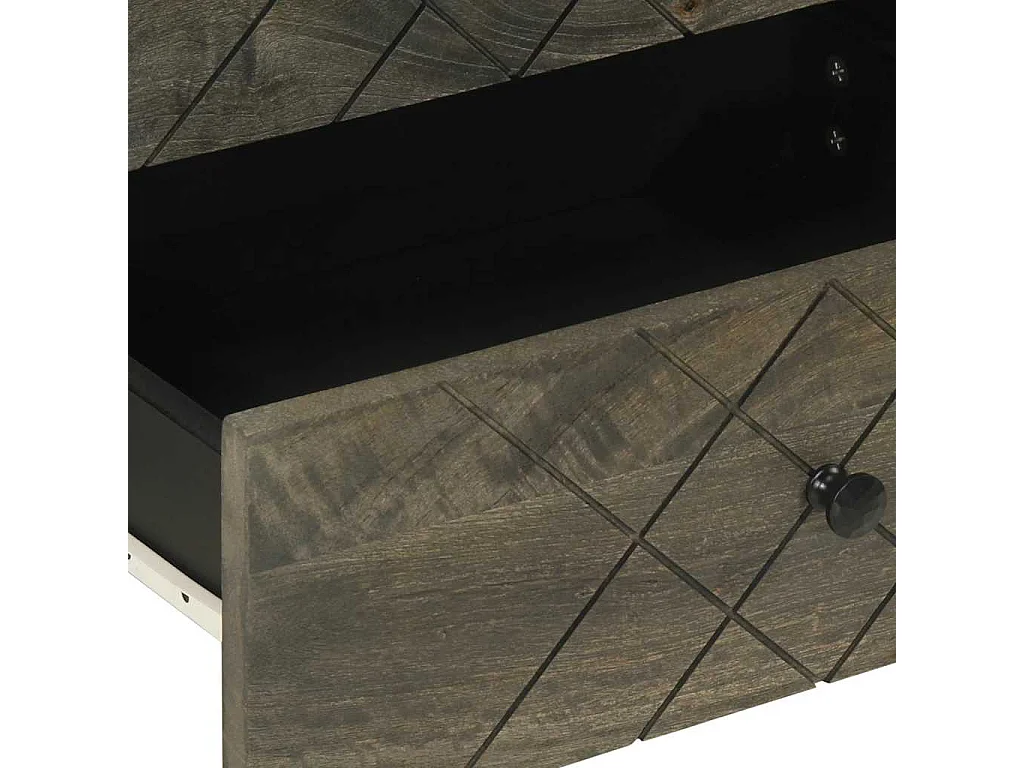 Comodino Nero 50x33x62 cm in Legno Massello di Mango