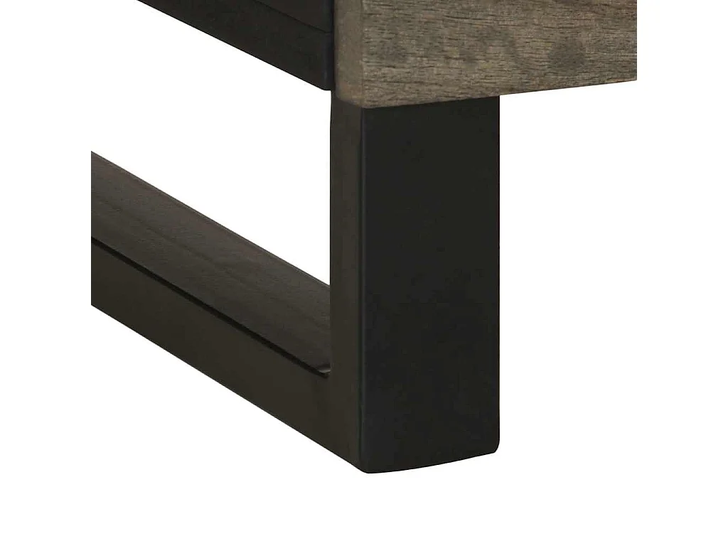Comodino Nero 50x33x62 cm in Legno Massello di Mango
