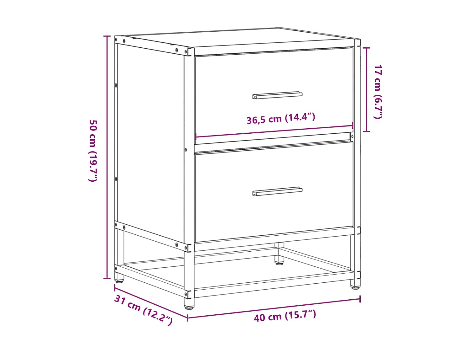 Tables de chevet 2 pcs chêne sonoma 40x31x50 cm bois ingénierie