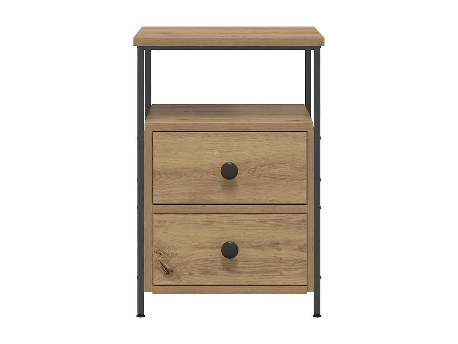 Table de chevet chêne artisanal 34x35,5x50 cm bois d'ingénierie