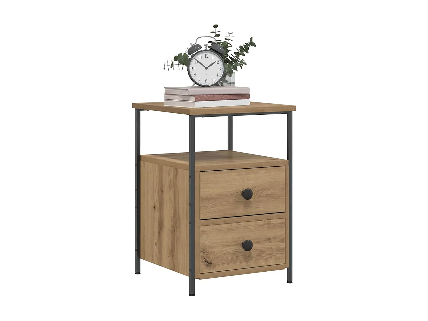 Table de chevet chêne artisanal 34x35,5x50 cm bois d'ingénierie