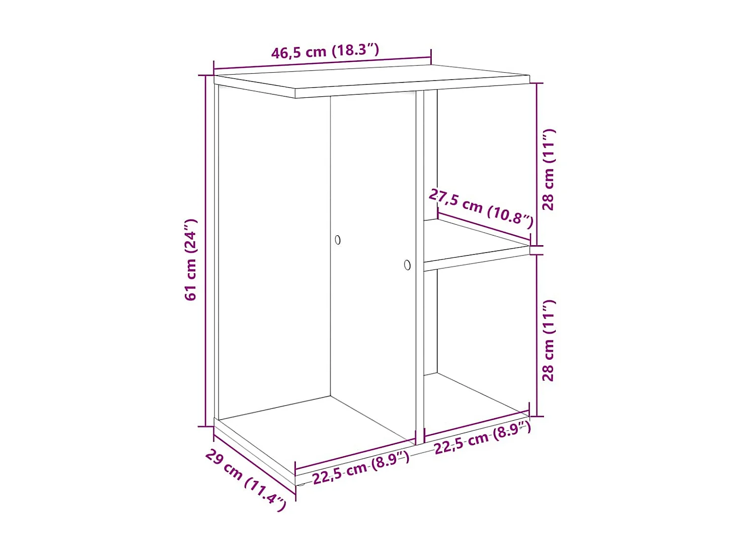 Nachtkastjes 2 st 46,5x29x61 cm bewerkt hout betongrijs