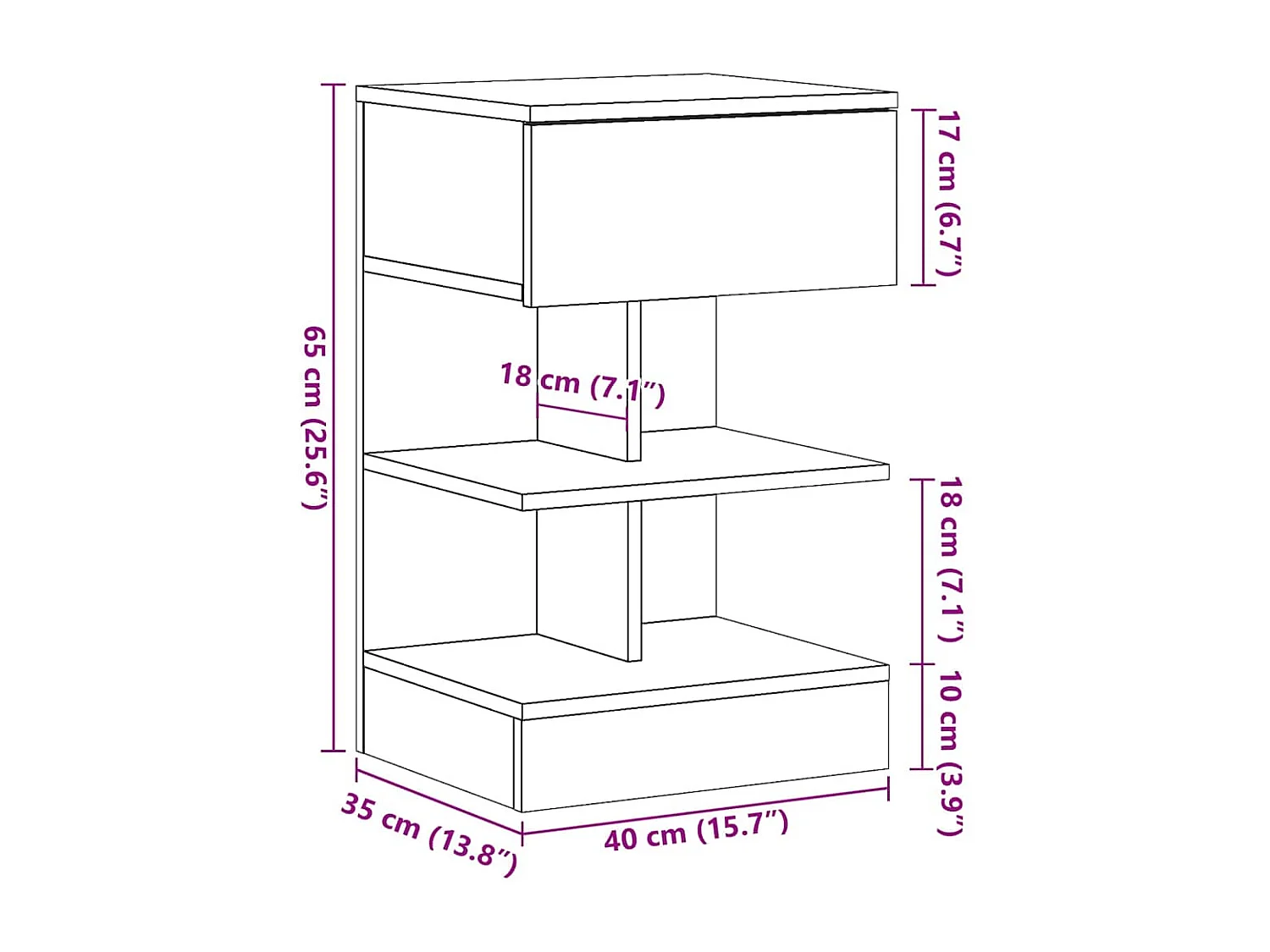 Nachttisch Altholz-Optik 40x35x65 cm Holzwerkstoff