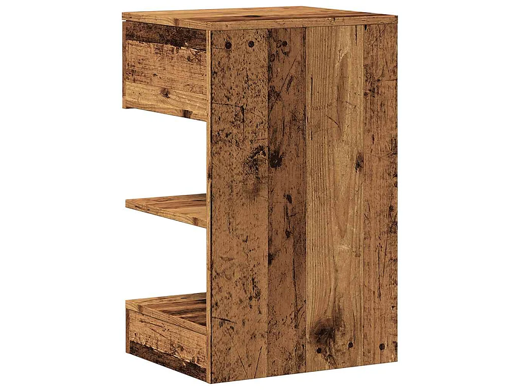 Mesita de noche madera contrachapada madera antigua 40x35x65 cm