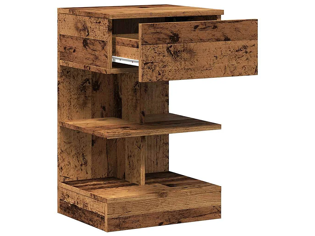 Mesita de noche madera contrachapada madera antigua 40x35x65 cm