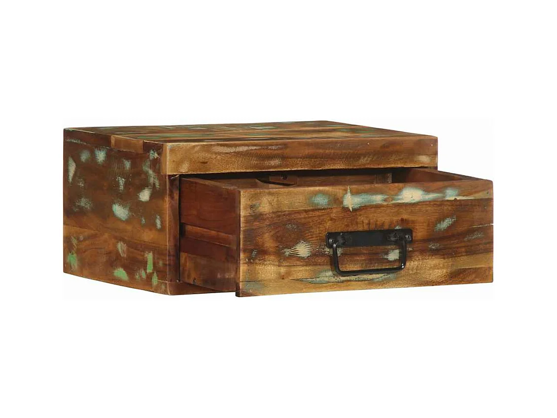 Table de chevet murale bois massif de récupération
