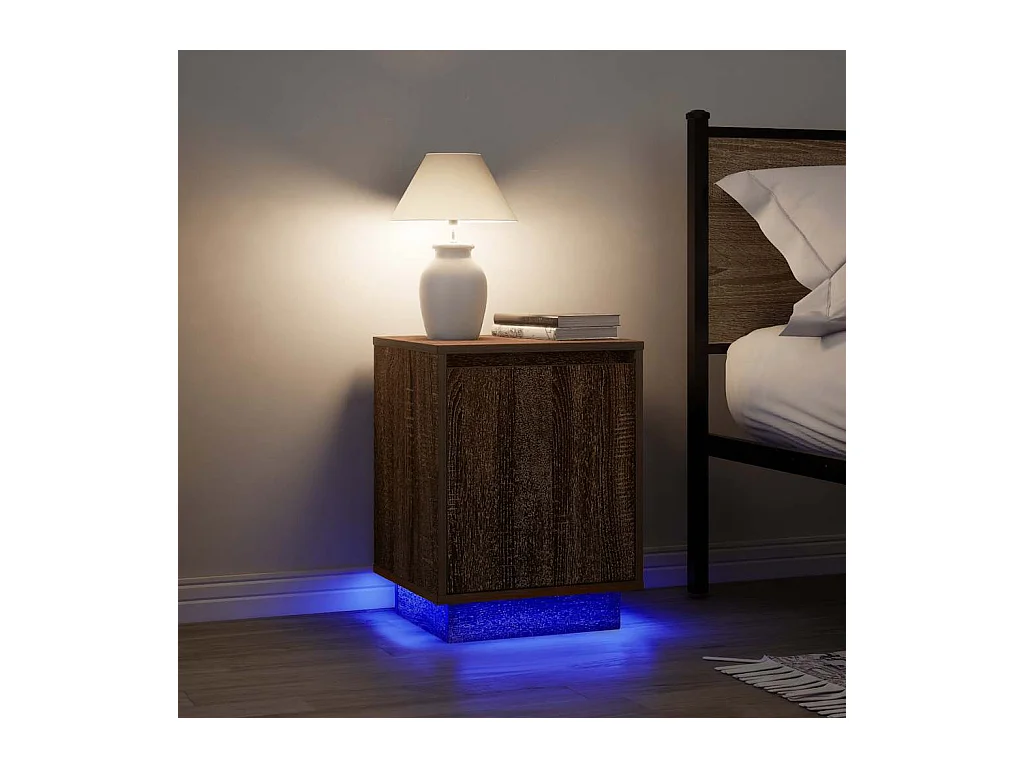 Comodini con Luci a LED 2 pz Rovere Marrone 38x34x50 cm