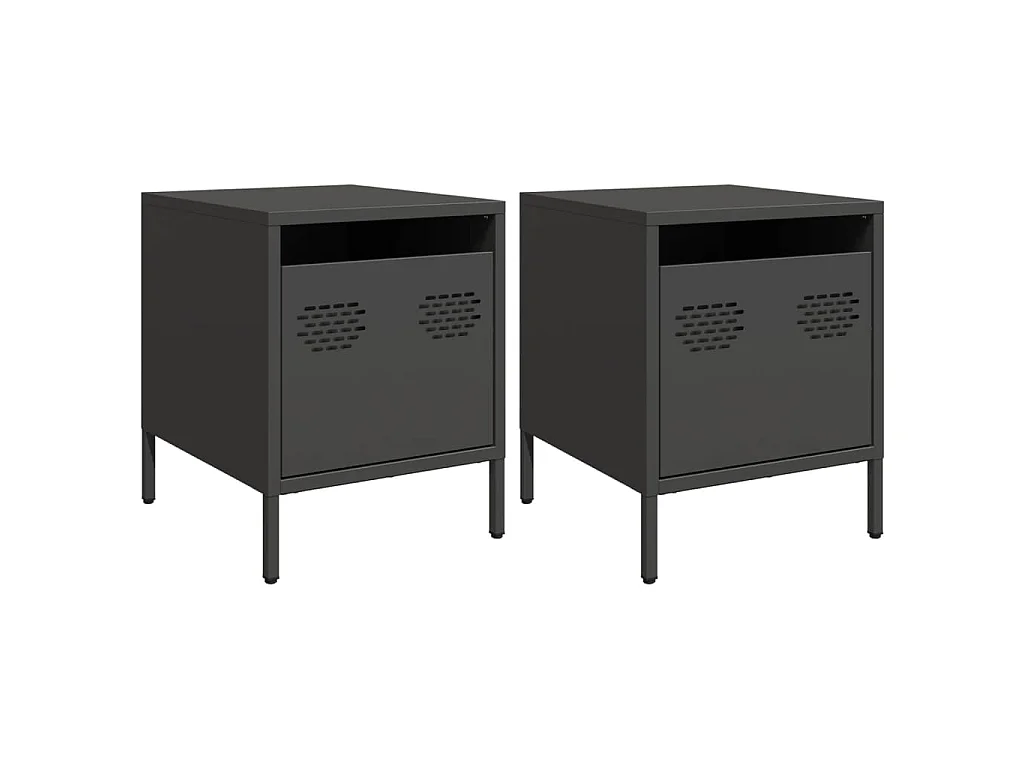 Tables de chevet 2 pcs noir 35x39x43,5 cm acier
