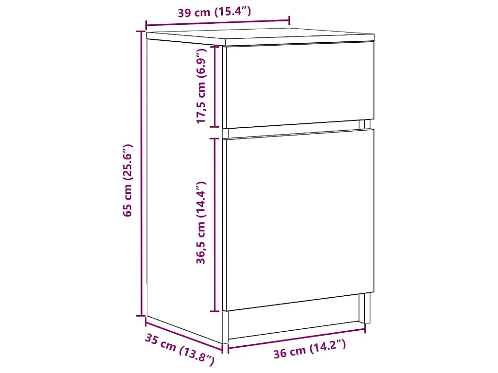 Tables de chevet 2 pcs blanc 39x35x65 cm bois d’ingénierie