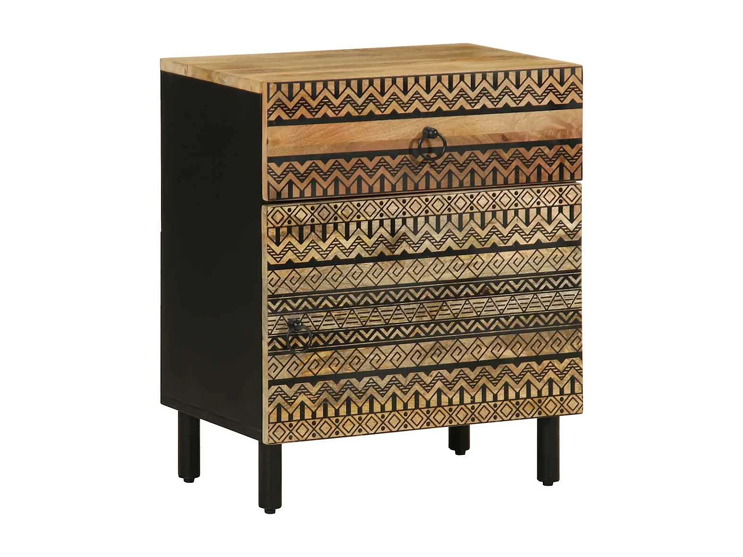 Mesa cabeceira 50x33x60cm madeira mangueira áspera maciça preto