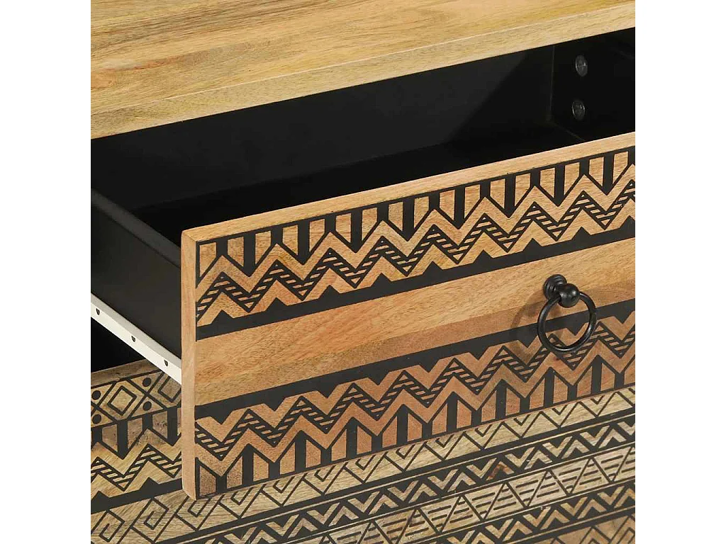 Mesa cabeceira 50x33x60cm madeira mangueira áspera maciça preto