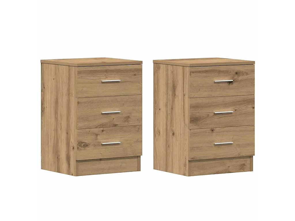 Comodini 2 pz Rovere Artigianale 38x35x55 cm Legno Multistrato
