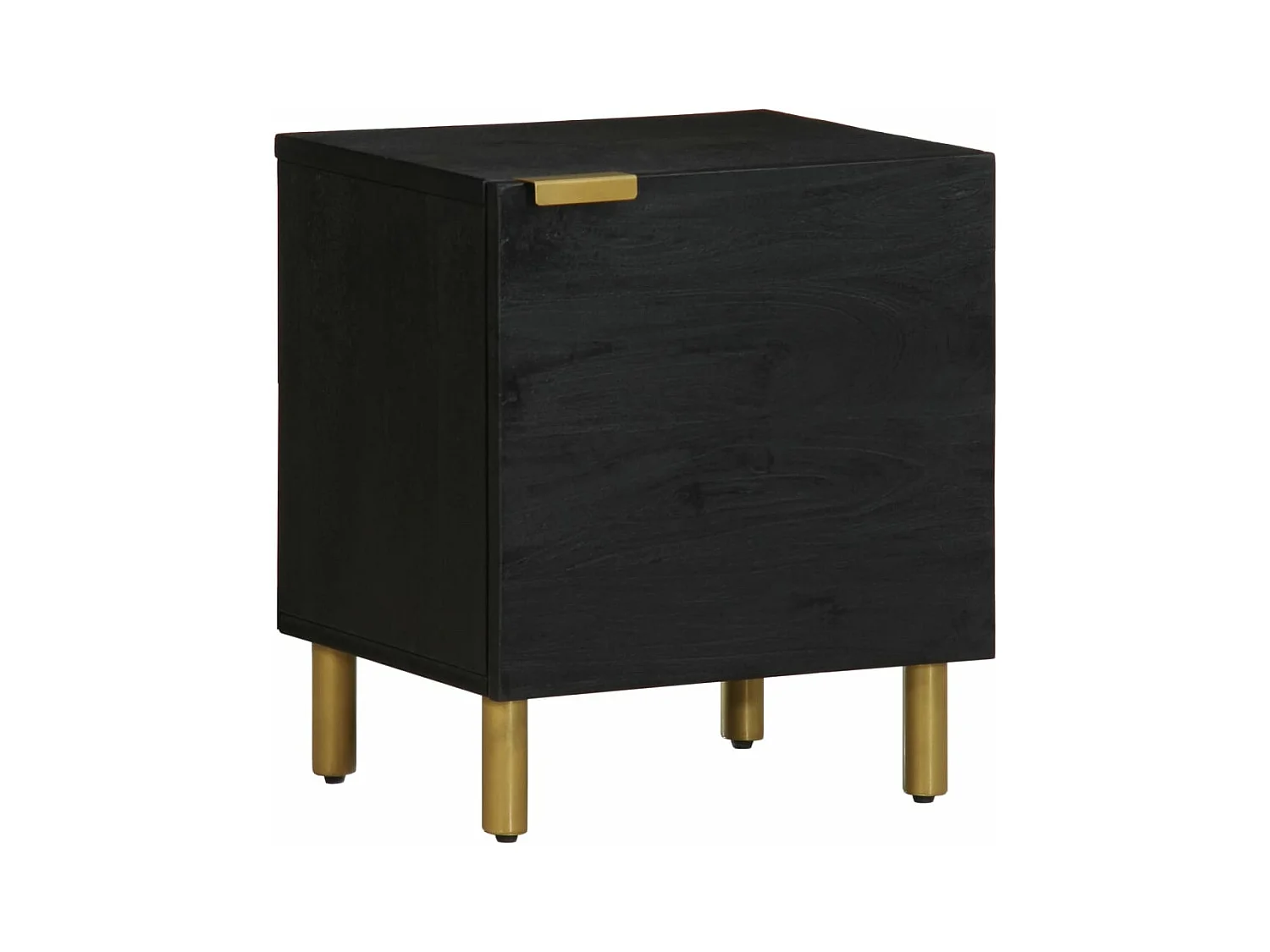 Nachttisch Schwarz 40x33x46 cm Massivholz Mango