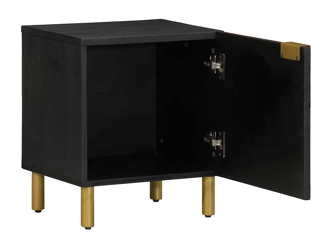 Table de chevet noir 40x33x46 cm bois de manguier solide