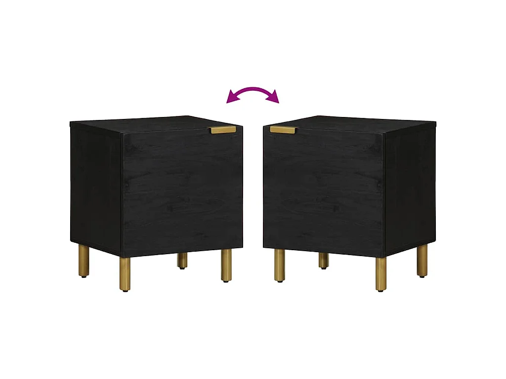 Nachtkastje 40x33x46 cm massief mangohout zwart