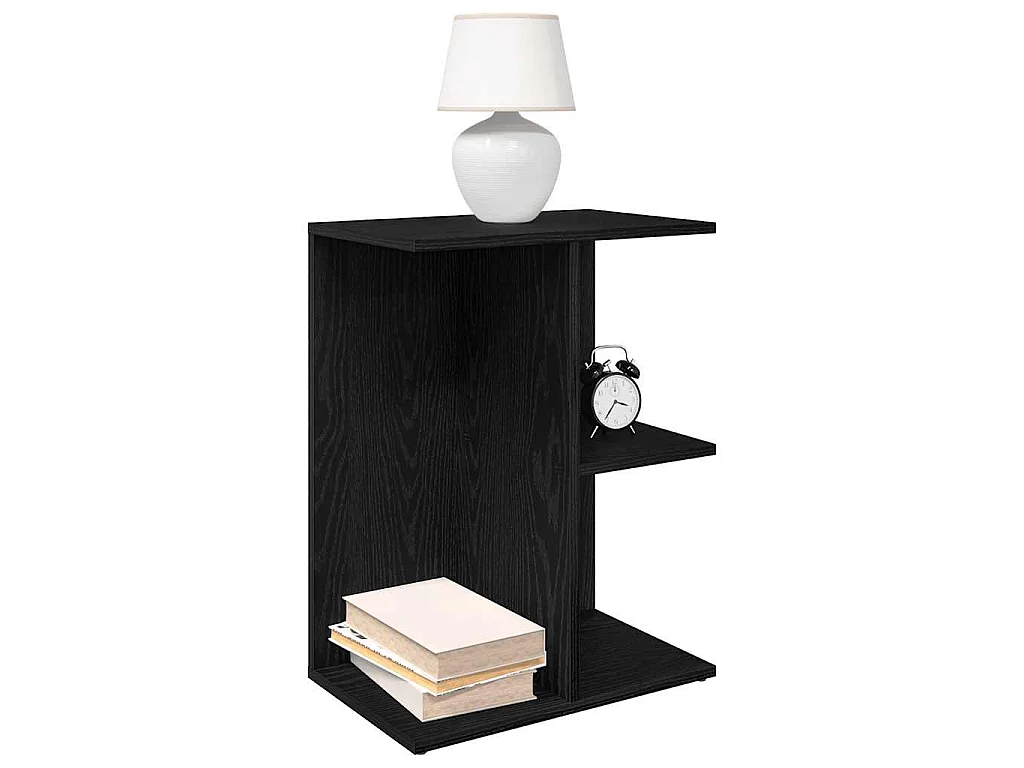 Comodino Rovere Nero 40,5x31x60 cm in Legno Multistrato