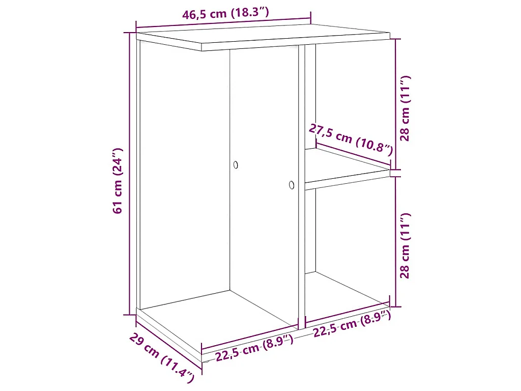 Comodino Rovere Nero 40,5x31x60 cm in Legno Multistrato