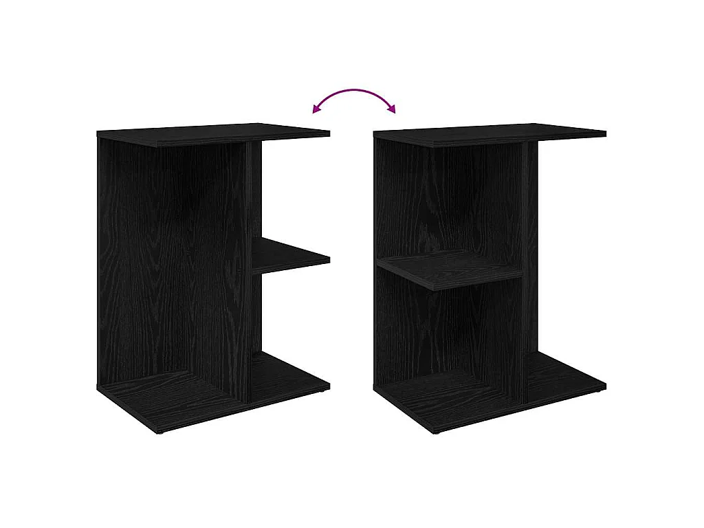 Comodino Rovere Nero 40,5x31x60 cm in Legno Multistrato