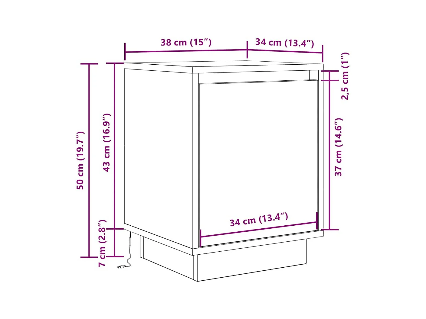 Tables de chevet avec lumières LED 2 pcs sonoma gris 38x34x50cm
