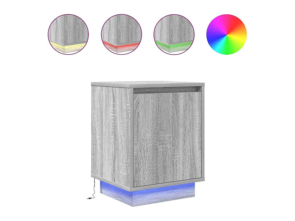 Nachtkastjes met led-verlichting 2 st 38x34x50 cm grijs sonoma