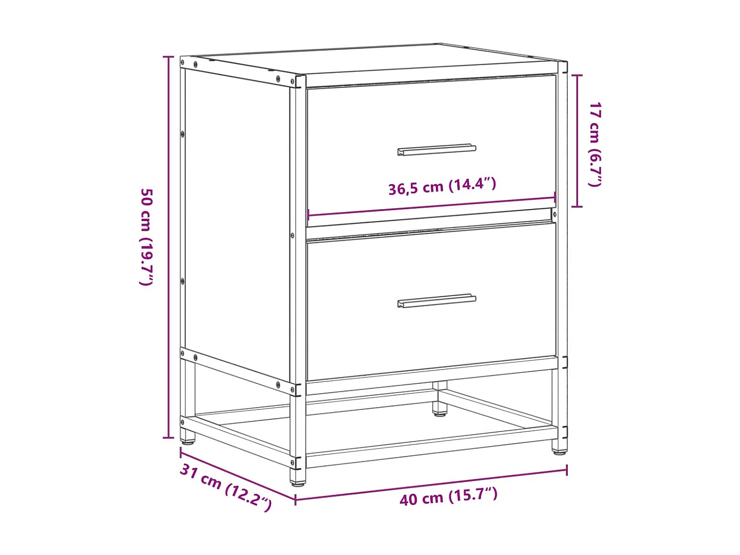 Tables de chevet 2 pcs sonoma gris 40x31x50 cm bois ingénierie