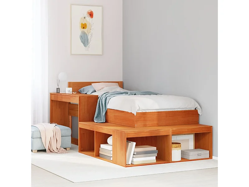 Comodino con Scrivania Marrone Cera 232x112x75 cm Legno di Pino