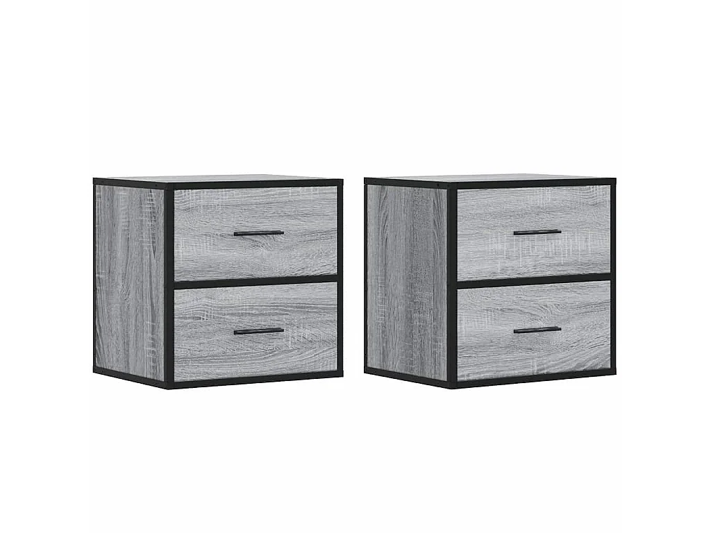 Nachtkastjes 2st wandgemonteerd 40x31x39,5cm grijs sonoma eiken