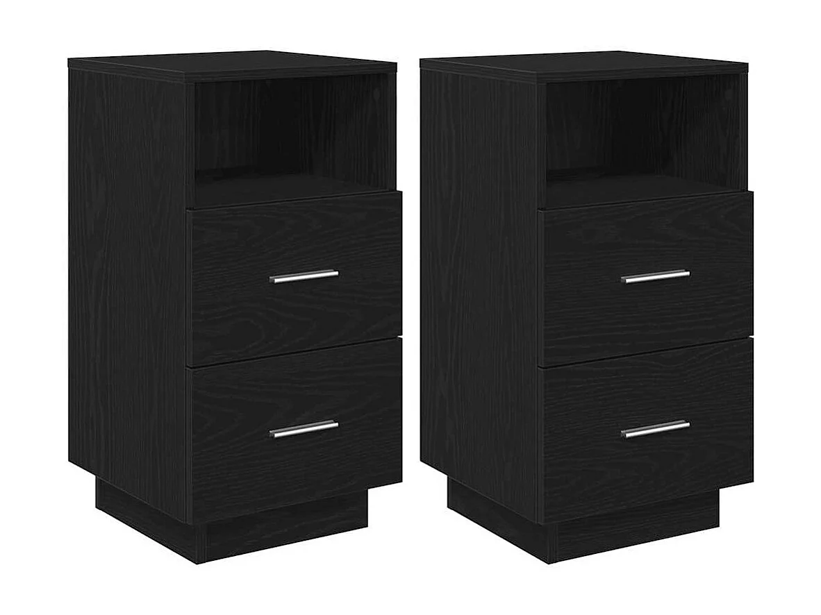 Tables de chevet 2 pcs avec 2 tiroirs noir 36x36x68 cm