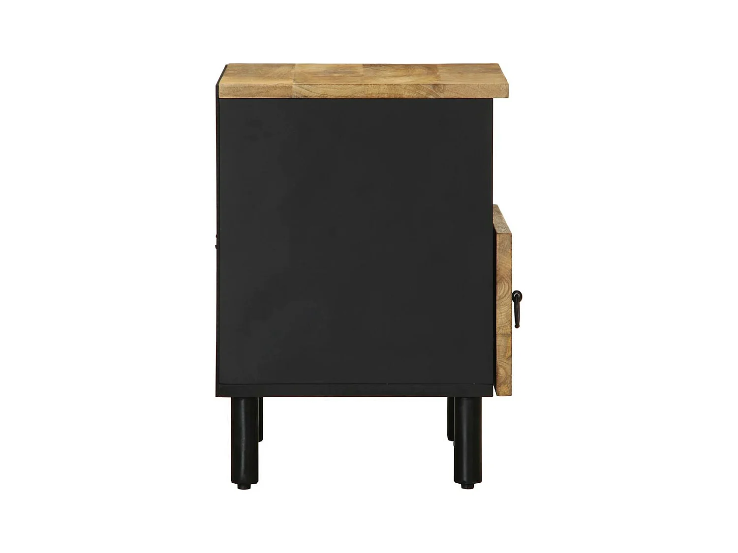 Comodino Nero 40x33x46 cm in Legno Massello di Mango Grezzo