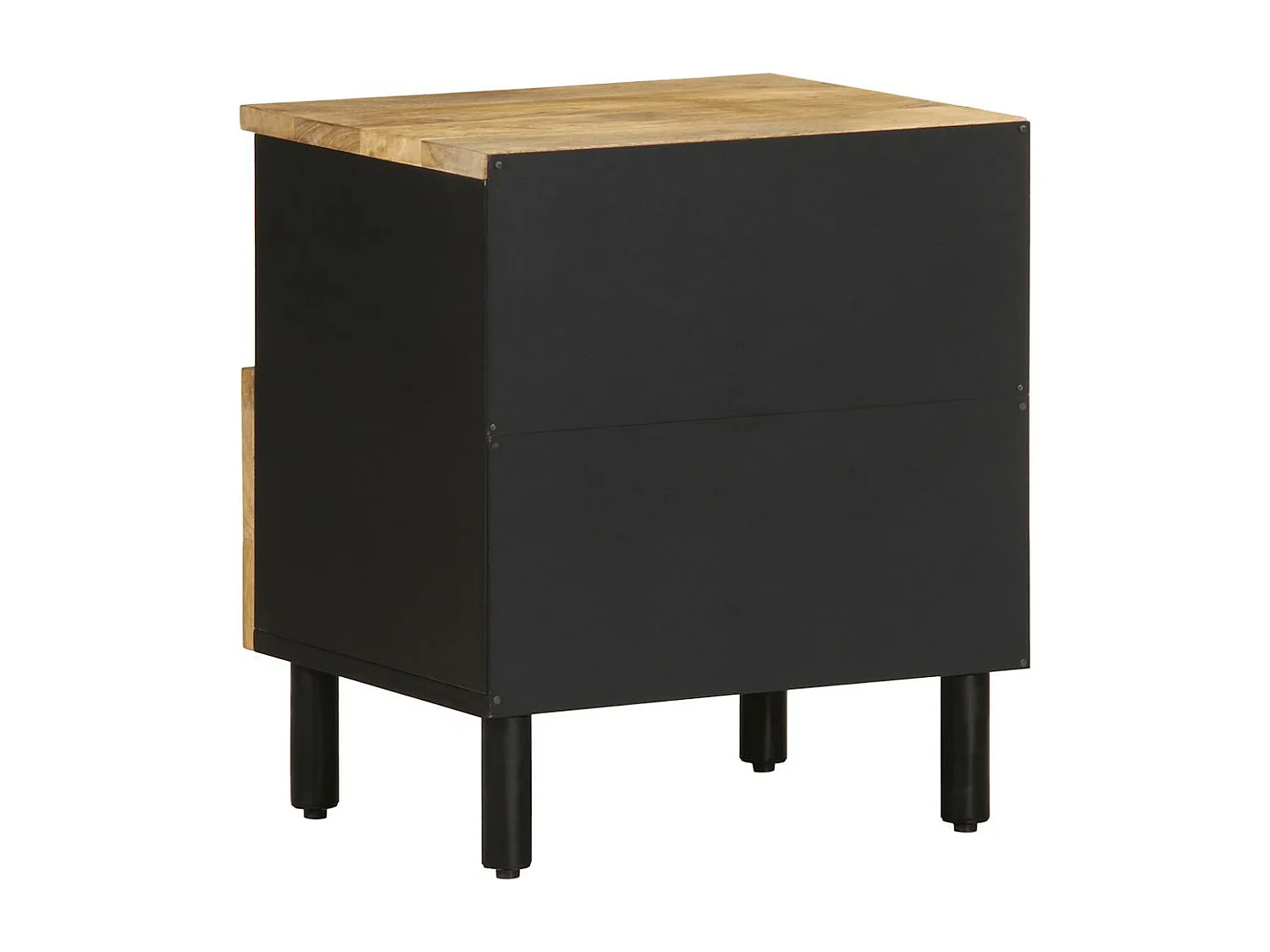 Comodino Nero 40x33x46 cm in Legno Massello di Mango Grezzo