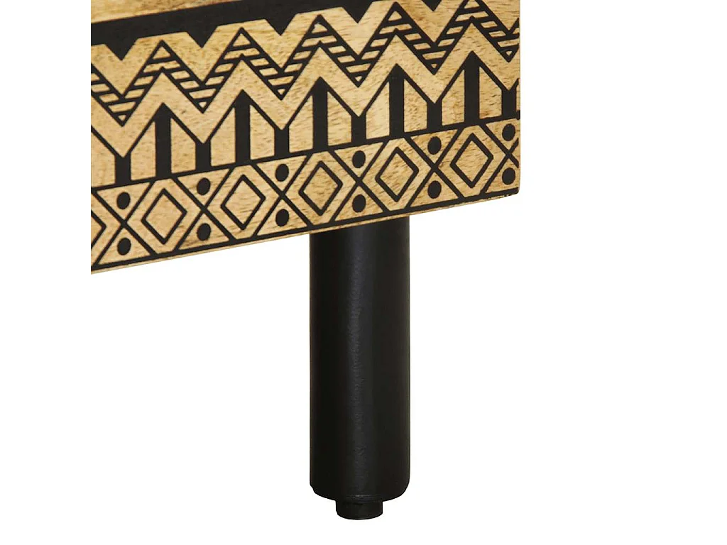 Comodino Nero 40x33x46 cm in Legno Massello di Mango Grezzo