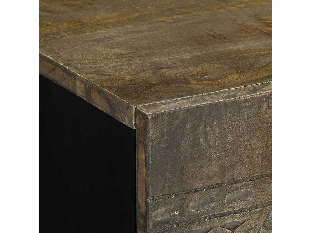 Nachttisch Hellgrau 50x33x60 cm Massivholz Mango