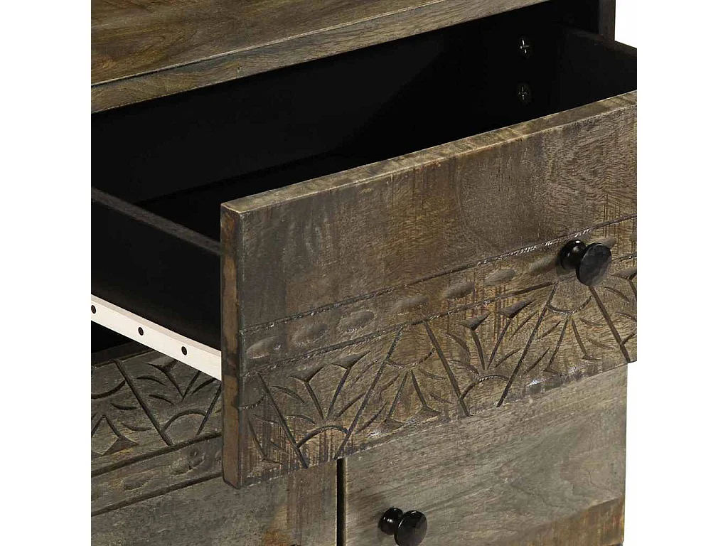 Nachttisch Hellgrau 50x33x60 cm Massivholz Mango