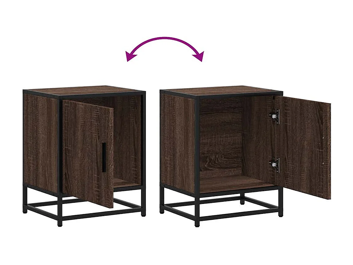 Tables de chevet 2 pcs chêne marron bois d'ingénierie et métal