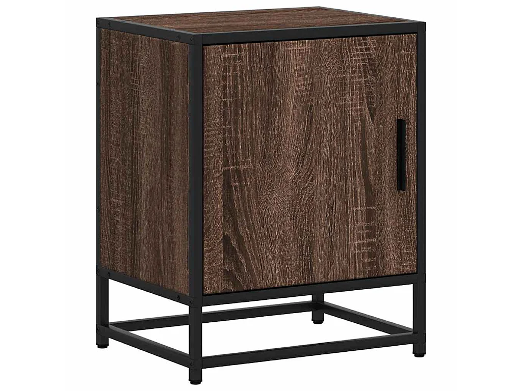 Nachtkastjes 2 st 40x31x50cm bewerkt hout en metaal bruin eiken