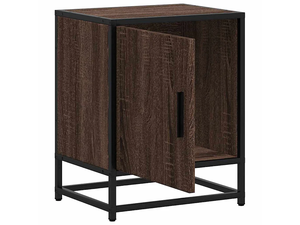 Nachtkastjes 2 st 40x31x50cm bewerkt hout en metaal bruin eiken