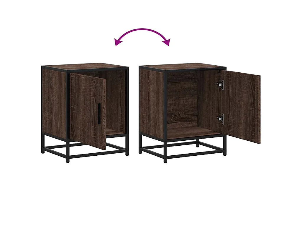Nachtkastjes 2 st 40x31x50cm bewerkt hout en metaal bruin eiken