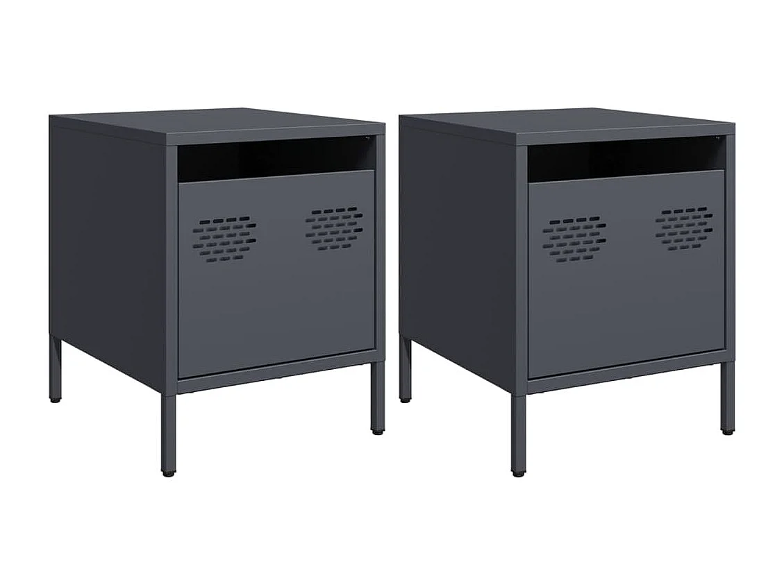Tables de chevet 2 pcs anthracite 35x39x43,5 cm acier