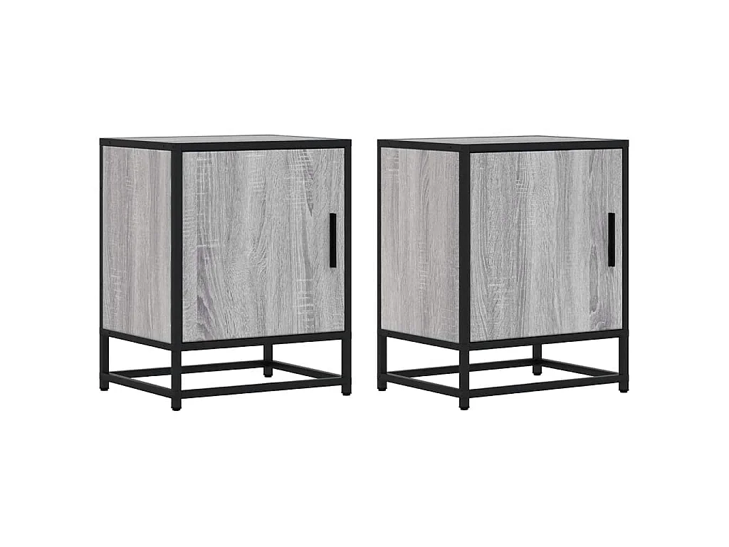 Nachtkastjes 2 st 40x31x50 cm bewerkt hout&metaal grijs sonoma