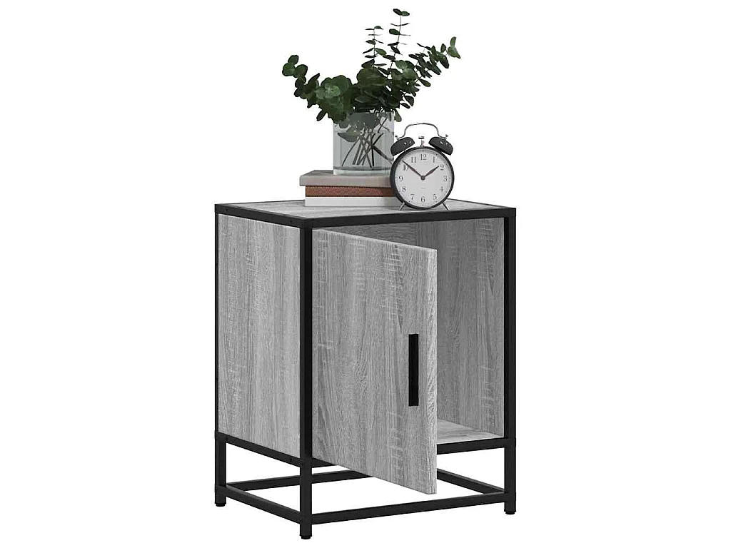 Nachtkastjes 2 st 40x31x50 cm bewerkt hout&metaal grijs sonoma