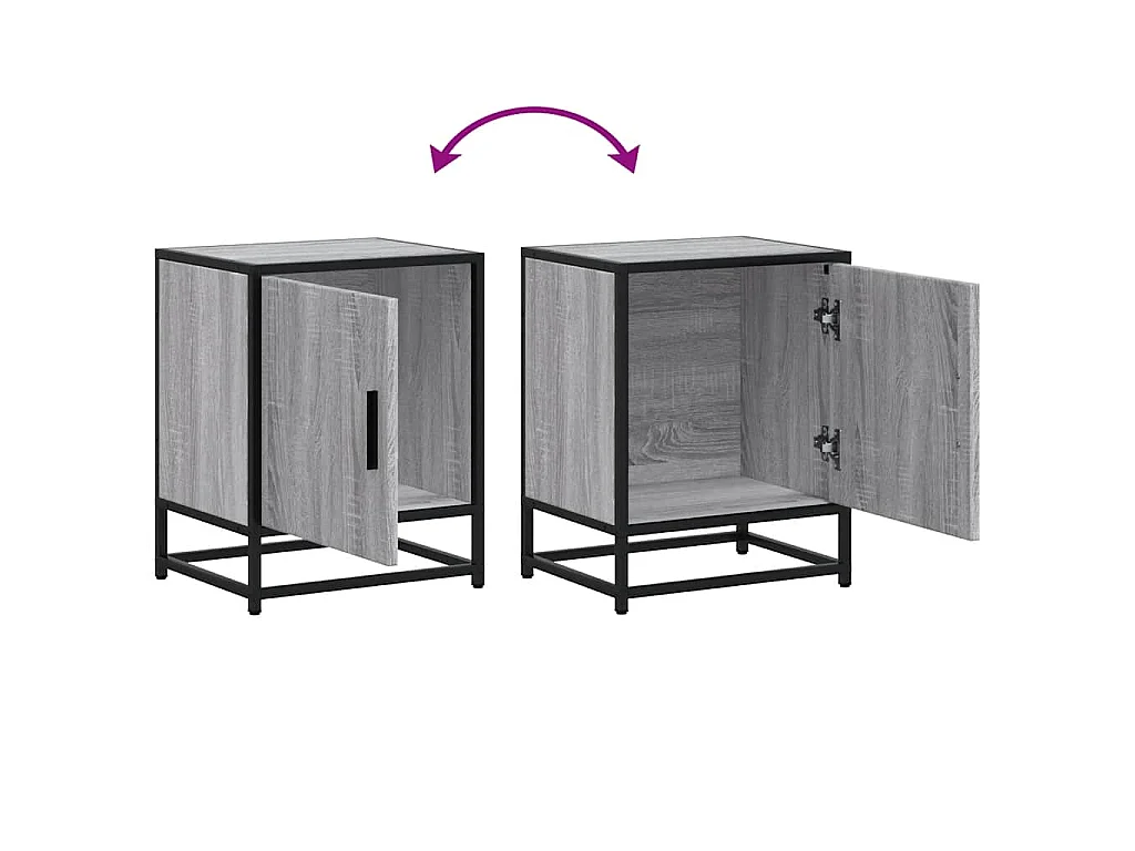 Nachtkastjes 2 st 40x31x50 cm bewerkt hout&metaal grijs sonoma