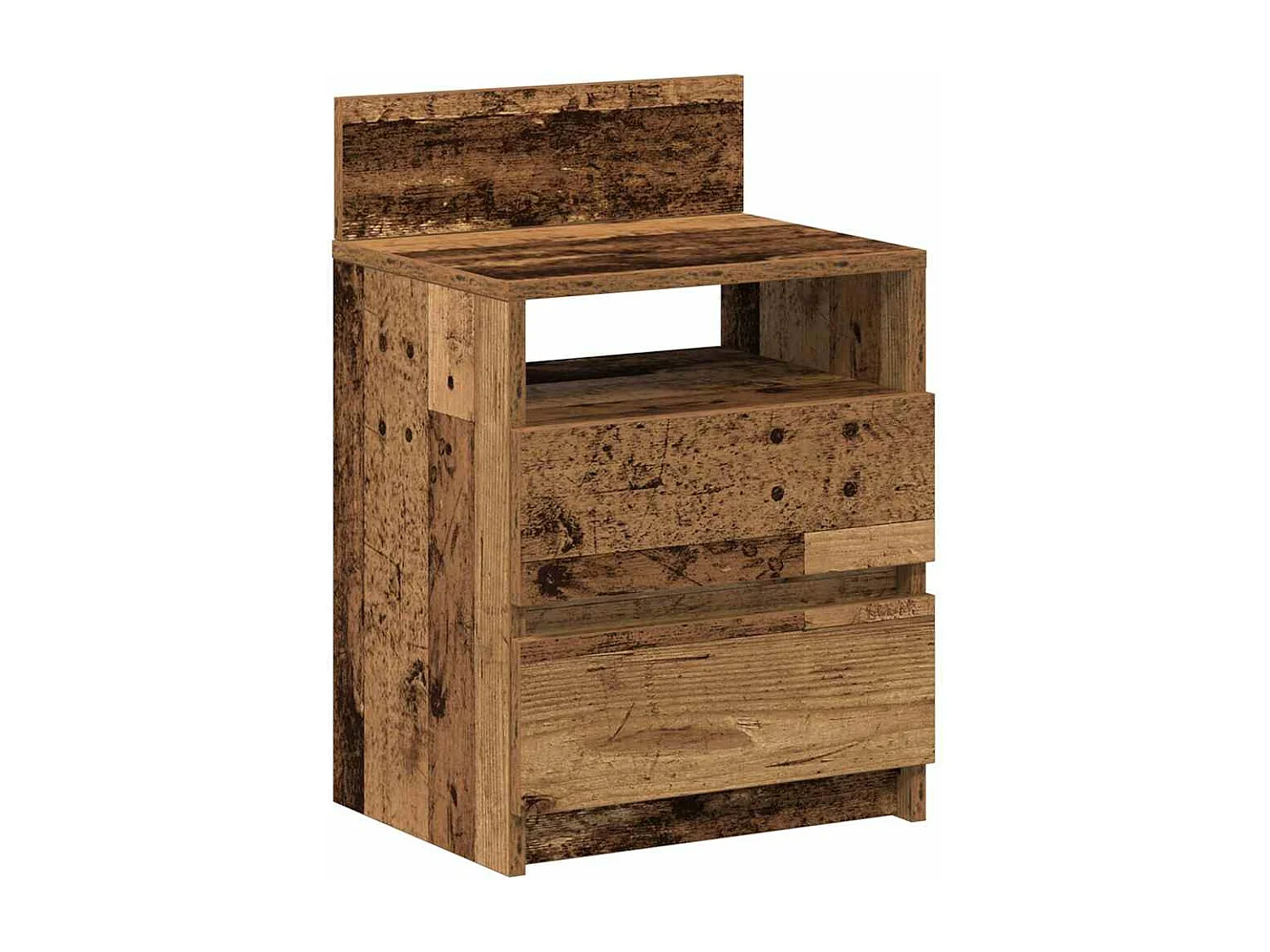Table de chevet avec 2 tiroirs vieux bois 40x33x60 cm