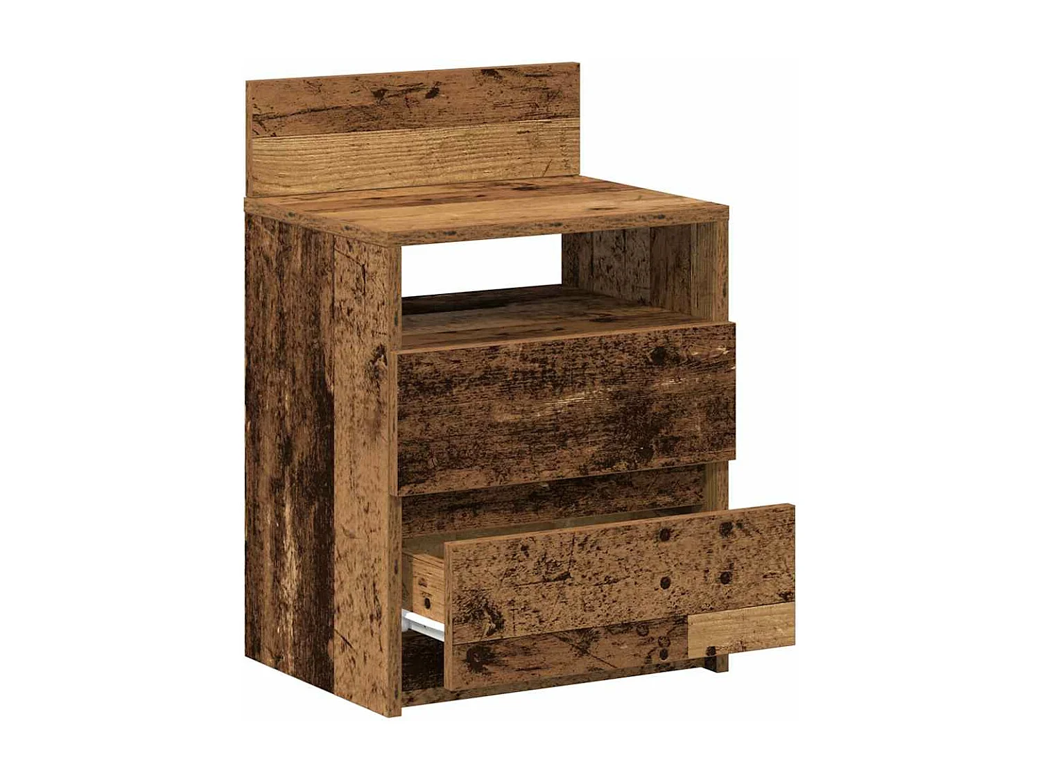 Table de chevet avec 2 tiroirs vieux bois 40x33x60 cm